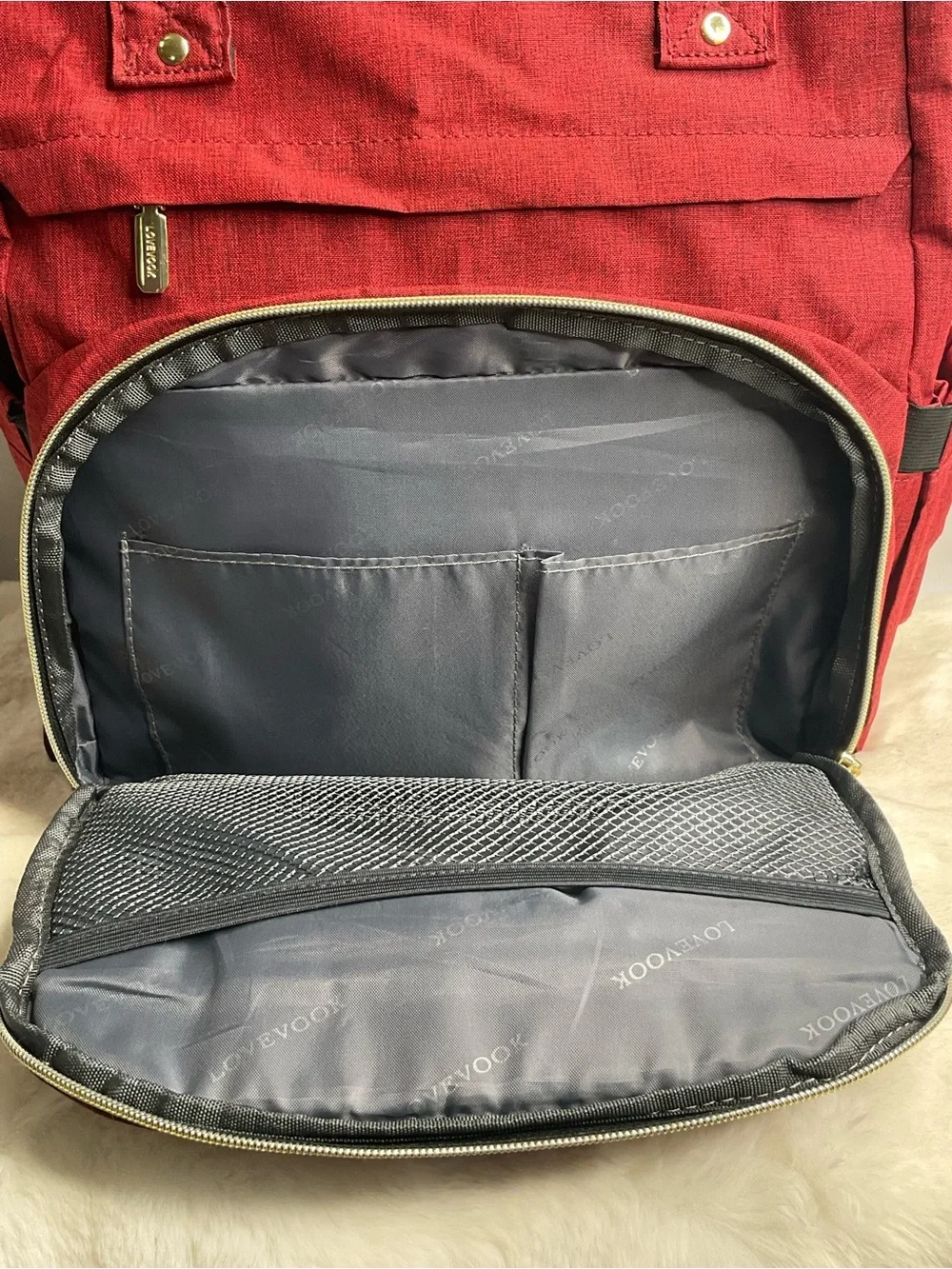 LOVEVOOK Red Travel / Diaper Backpack – Multi-Compartment Laptop & Mom Bag